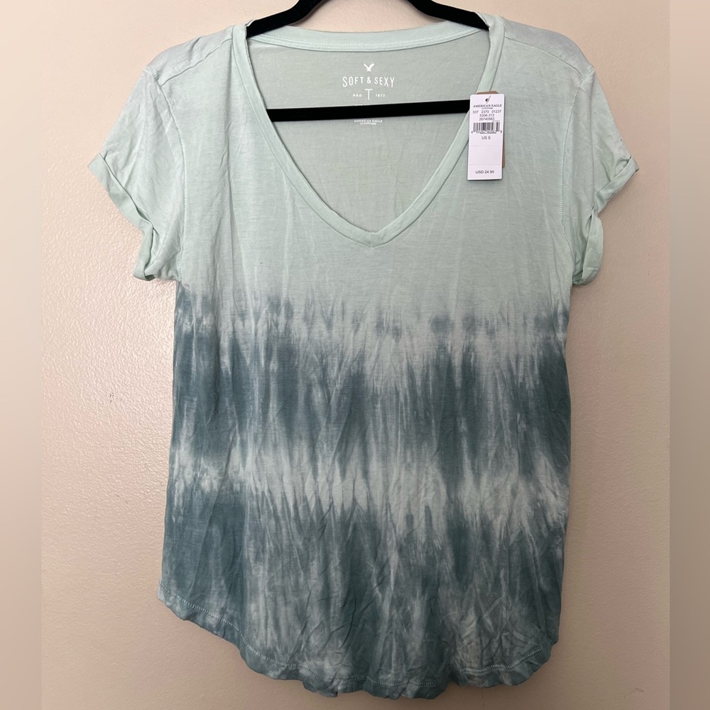 American Eagle Outfitters Green Tie-Dye Top